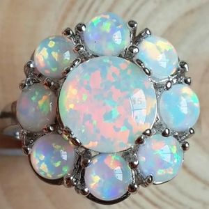SILVER VINTAGE STYLE OPAL HALO RING